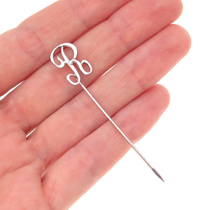 Beau 925 Sterling Silver Antique Art Deco Letter R Initial Lapel Pin