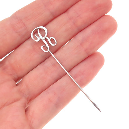 Beau 925 Sterling Silver Antique Art Deco Letter R Initial Lapel Pin