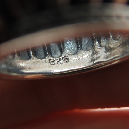 925 Sterling Silver Vintage Modernist Ribbed Oxidized Ring Size 6.25