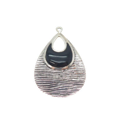CFJ Collins Fine 925 Sterling Silver Vintage Enamel Modernist Teardrop Pendant