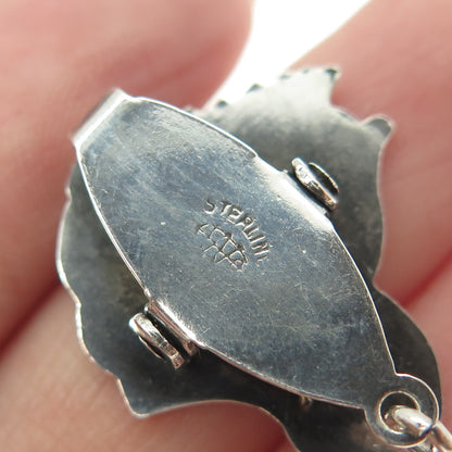 WEBSTER CO. 925 Sterling Silver Antique Art Deco Duck Chain Collar Clips