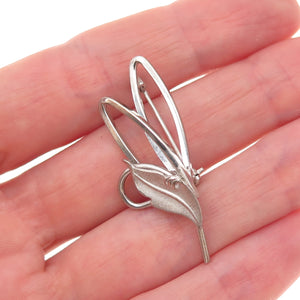 Roma 925 Sterling Silver Vintage Modernist Floral Pin Brooch
