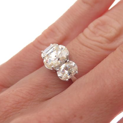 925 Sterling Silver Oval-Cut Canary C Z Engagement Ring Size 5.25