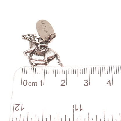 Maisels Sterling Silver Vintage Horse & Jockey Kentucky Oxidized Charm Pendant