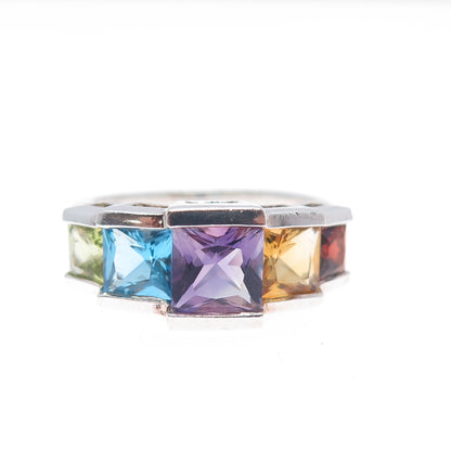 MICHELLE ALBALA 925 Sterling Silver Vintage Real Multi-Gem Ring Size 7.25