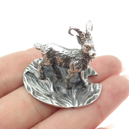 FRANCESCO CAPUTO 800 Silver Antique Italy Baby Goat Oxidized Miniature Figurine