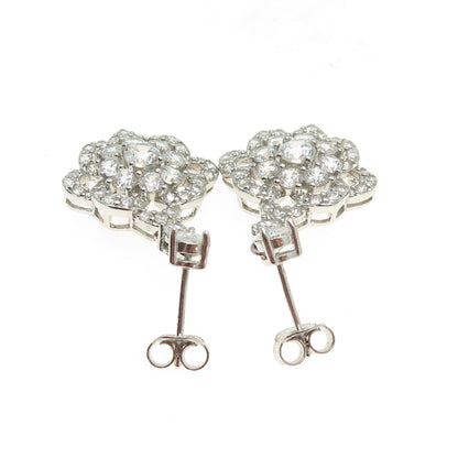 925 Sterling Silver Pear & Round-Cut Shaped C Z Dangle Earrings