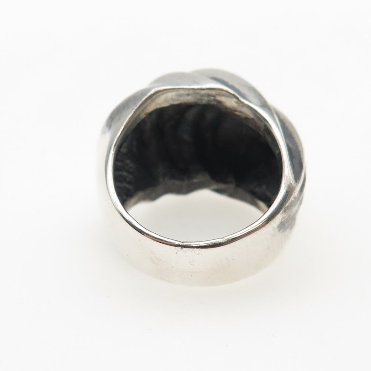 925 Sterling Silver Vintage Mexico Modernist Ribbed Dome Oxidized Ring Size 6.25