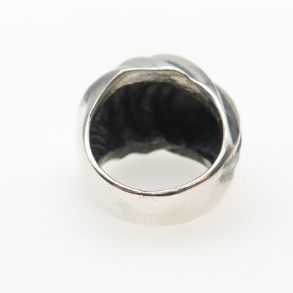 925 Sterling Silver Vintage Mexico Modernist Ribbed Dome Oxidized Ring Size 6.25