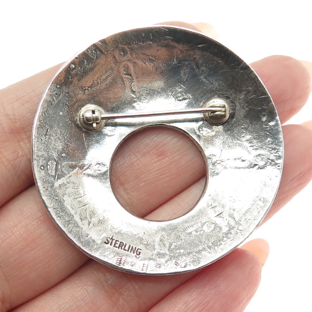 Old Pawn Sterling Silver Vintage Southwestern Crescent Arrow Oxidized Pin Brooch