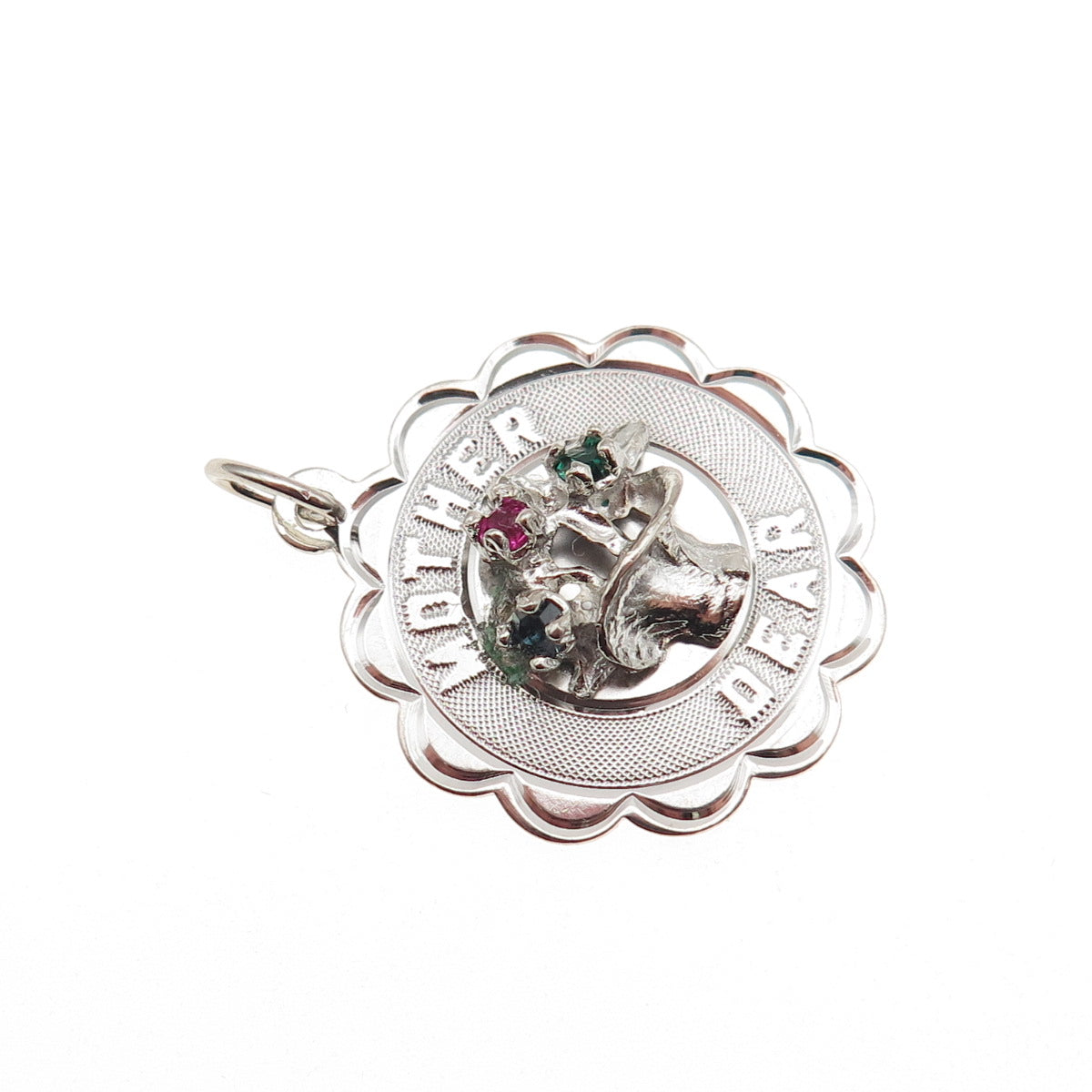 Crea 925 Sterling Silver Vintage Rhinestone Dear Mother Charm Pendant