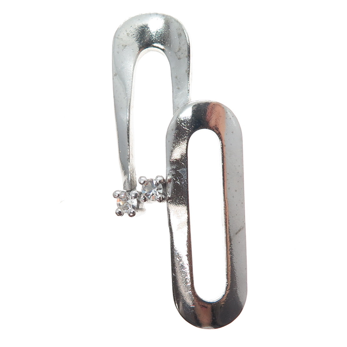 925 Sterling Silver Vintage Round-Cut C Z Modernist Pendant