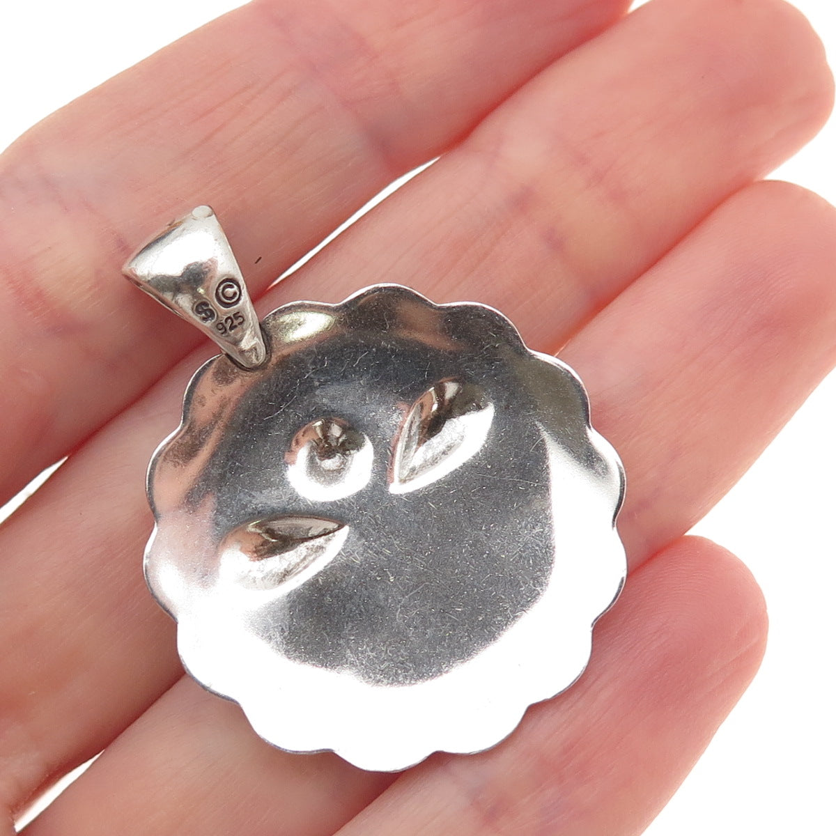 Shube Old Pawn 925 Sterling Silver Vintage Southwestern Angel Concho Pendant