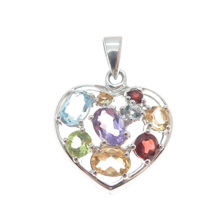 DBJ DEE BERKLE 925 Sterling Topaz Amethyst Peridot Citrine Garnet Heart Pendant