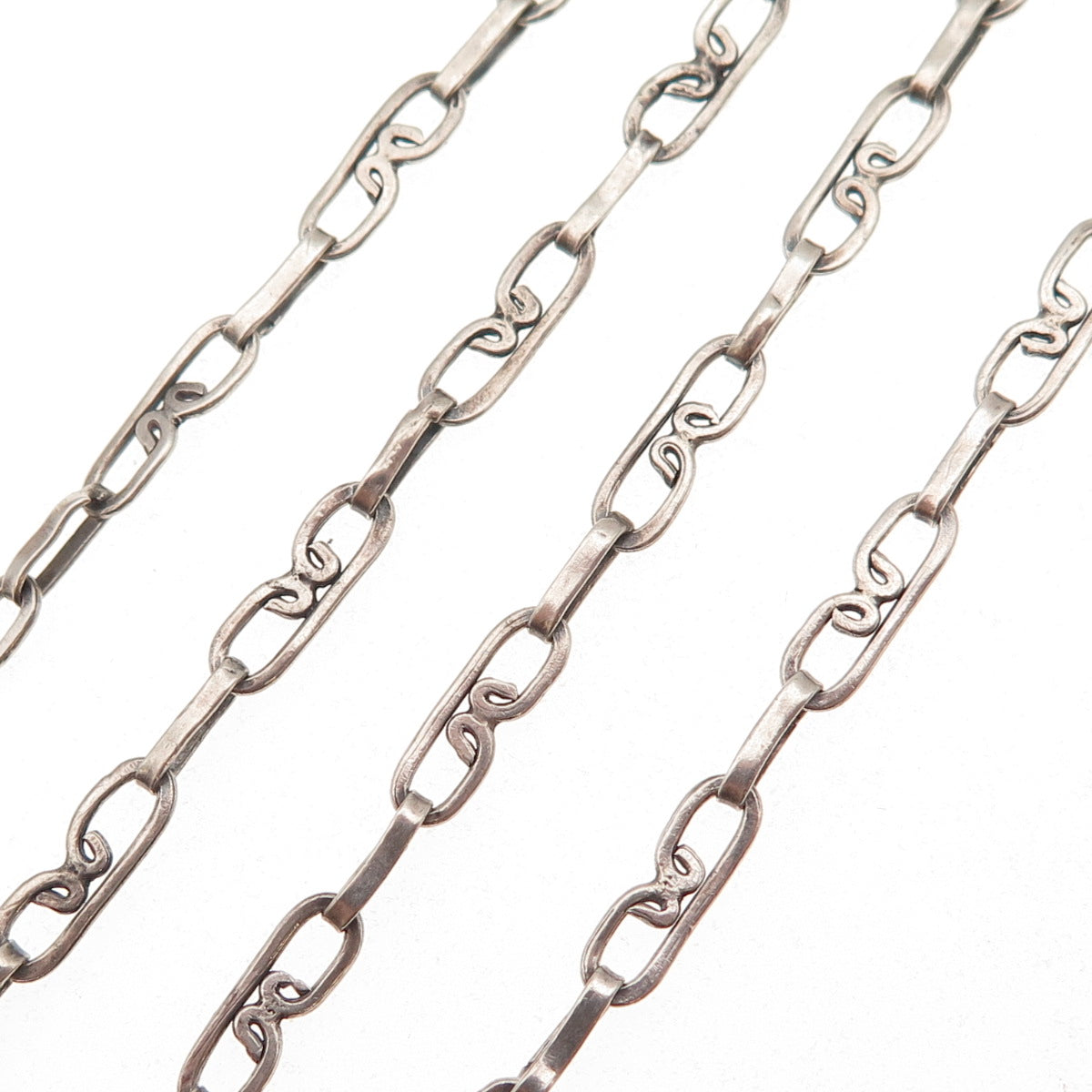 925 Sterling Silver Vintage Mexico Heart Paperclip Chain Necklace 26"