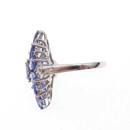 Chuck Clemency 925 Sterling Silver Real Diamond & Tanzanite Ring Size 8
