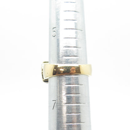 925 Sterling Silver Gold Plated Real Smoky Quartz & C Z Belt Ring Size 6.25