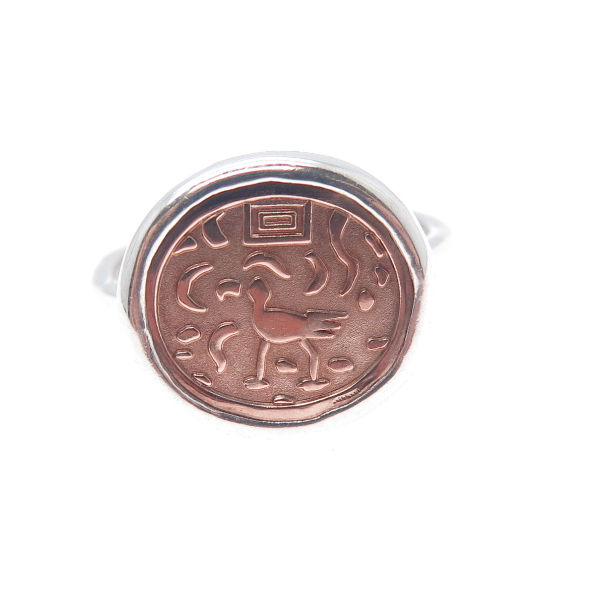 ED LEVIN 14K Gold 925 Sterling Silver Vintage Ancient Coin Ring Size 8.5
