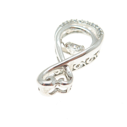 SAI 925 Sterling Silver Round-Cut C Z Infinity Heart Slide Pendant
