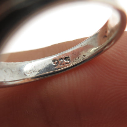 925 Sterling Silver Vintage Modernist Angel Wings Oxidized Ring Size 6.25