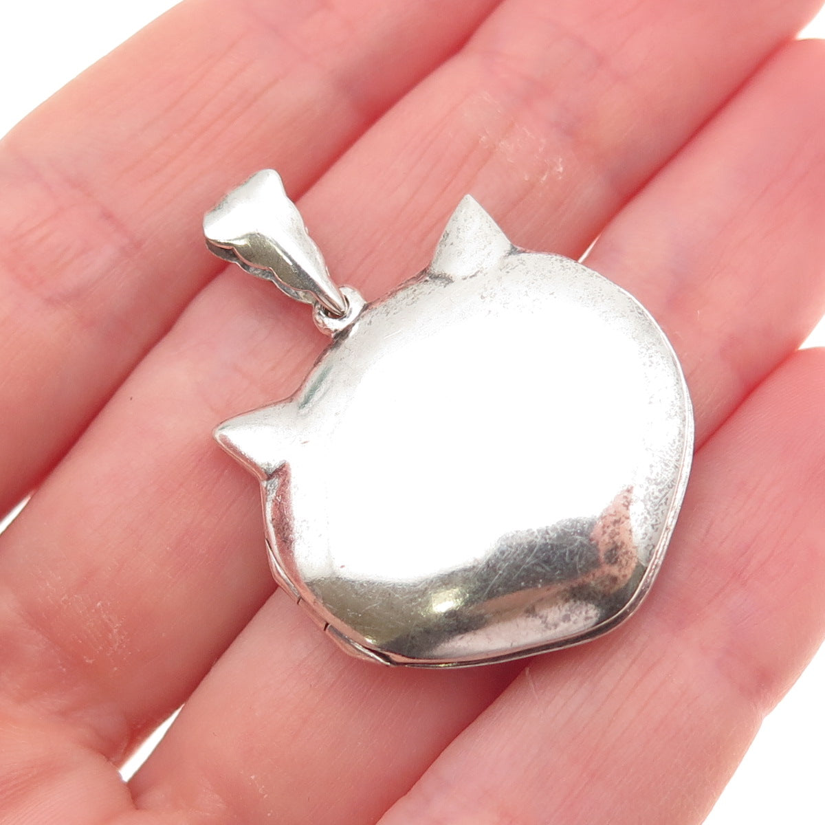 REO CO. 925 Sterling Silver Vintage Cat Locket Charm Pendant