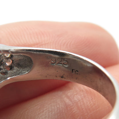 925 Sterling Silver C Z Double Panther Head Adjustable Ring Size 6