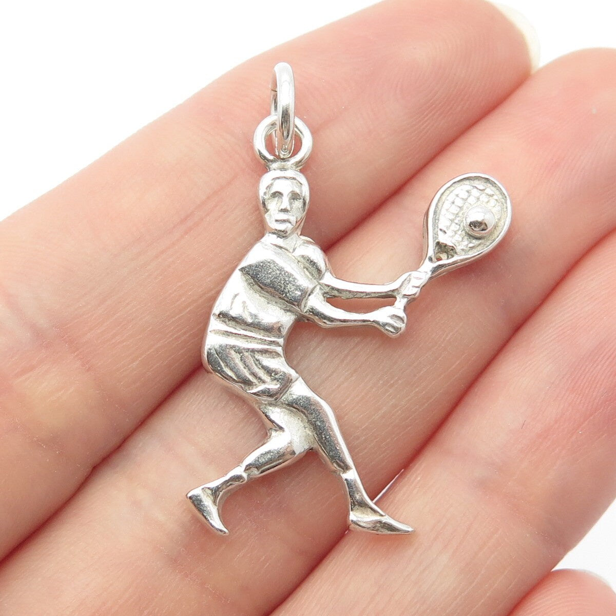 925 Sterling Silver Vintage Mexico Tennis Player Pendant