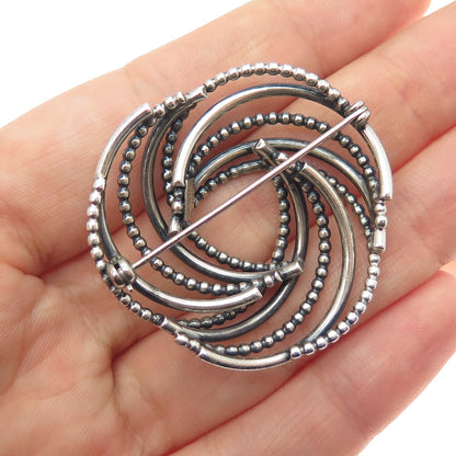 BEAU 925 Sterling Silver Vintage Interlocked Trinity Oxidized Pin Brooch