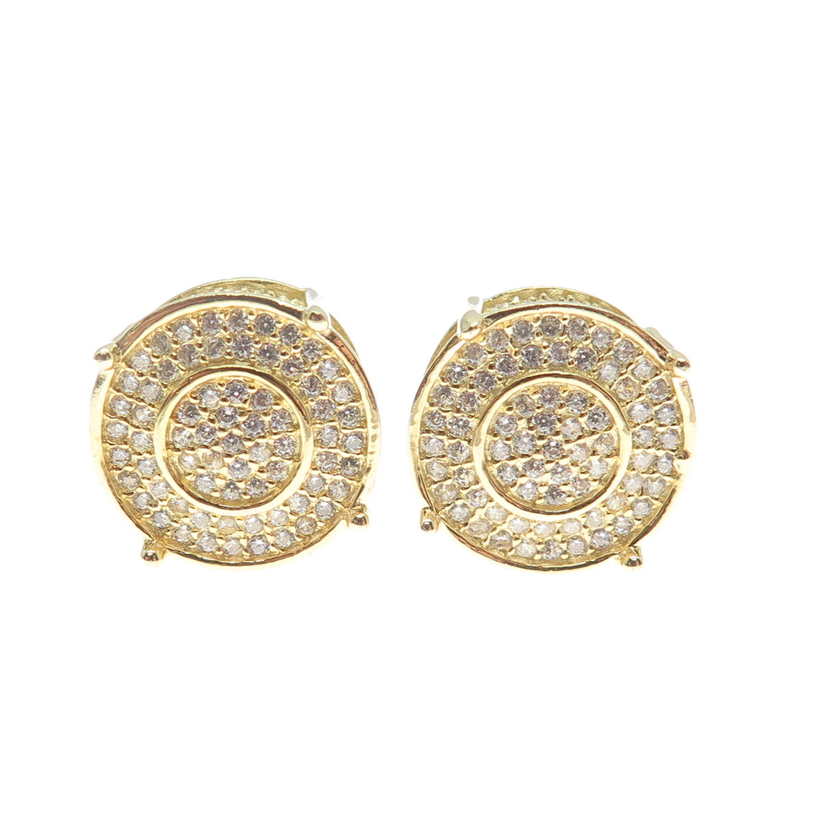 925 Sterling Silver Gold Plated Round-Cut C Z Sparkle Stud Earrings