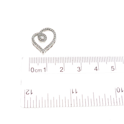 925 Sterling Silver Real Round-Cut Diamond Heart Minimalist Slide Pendant