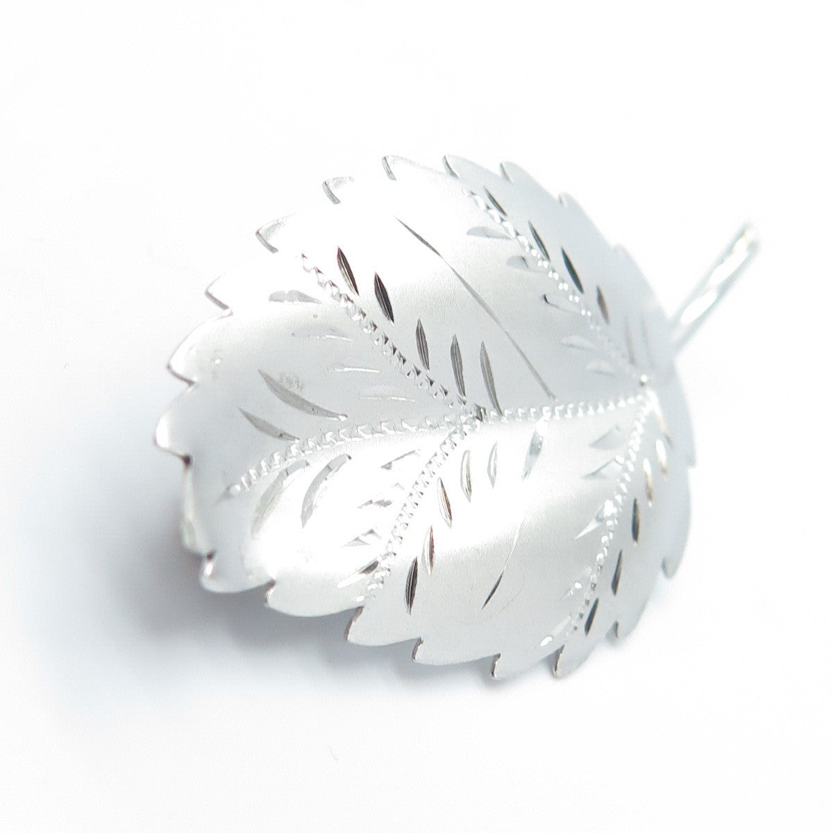 CHARLES REIS 925 Sterling Silver Antique Art Deco Leaf Floral Pin Brooch