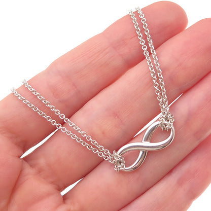 Tiffany & Co. Sterling Silver Vintage Infinity Cable Double Chain Necklace 16"