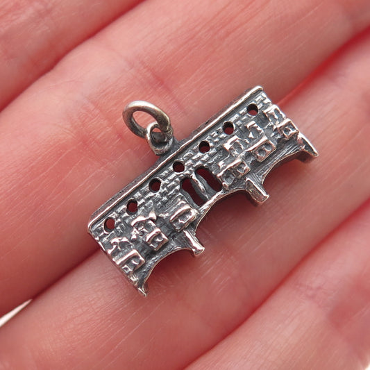 800 Silver Vintage Italy Ponte Vecchio Bridge 3D Mini Charm Pendant