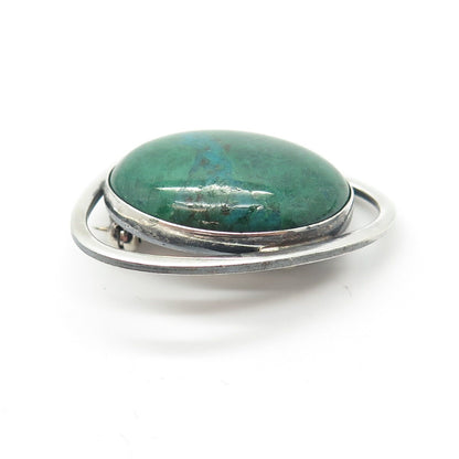 925 Sterling Silver Vintage Real Eilat Gemstone Pin Brooch / Pendant