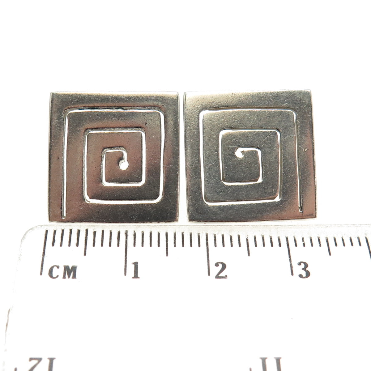 925 Sterling Silver Vintage Modernist Greek Maze Earrings