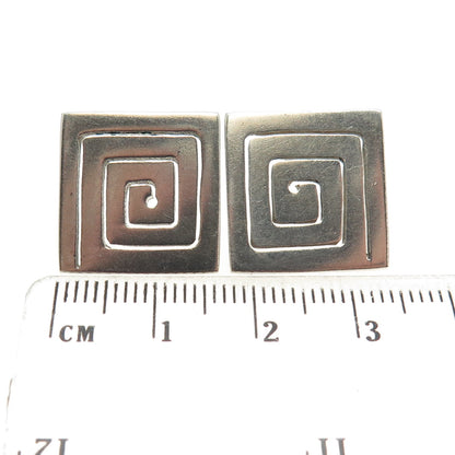 925 Sterling Silver Vintage Modernist Greek Maze Earrings