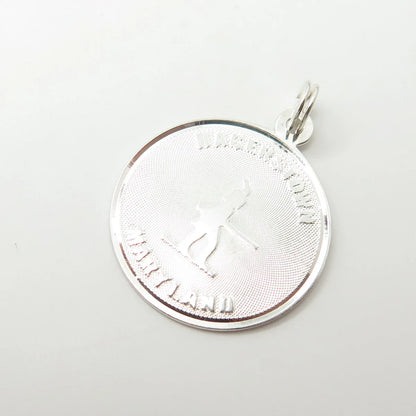 925 Sterling Silver Vintage AC Hagerstown MD Round Tag Pendant