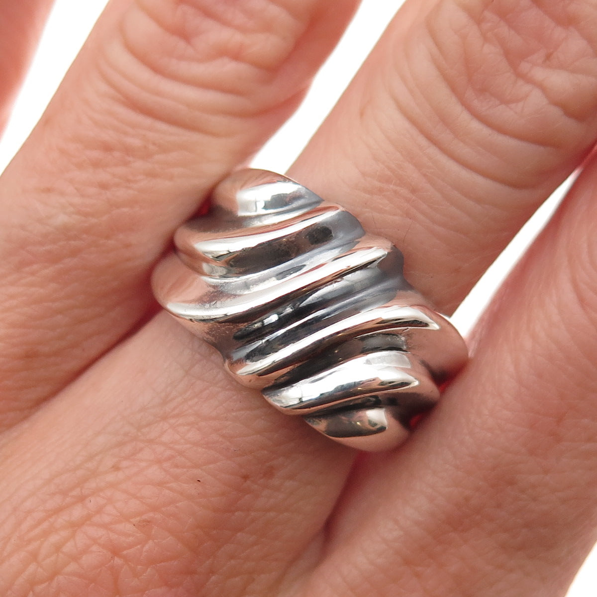 Chapal Zenray 925 Sterling Silver Vintage Modernist Oxidized Ring Size 10