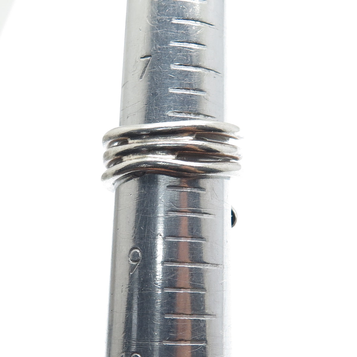 925 Sterling Silver Vintage Mexico Modernist Adjustable Bypass Ring Size 8.25