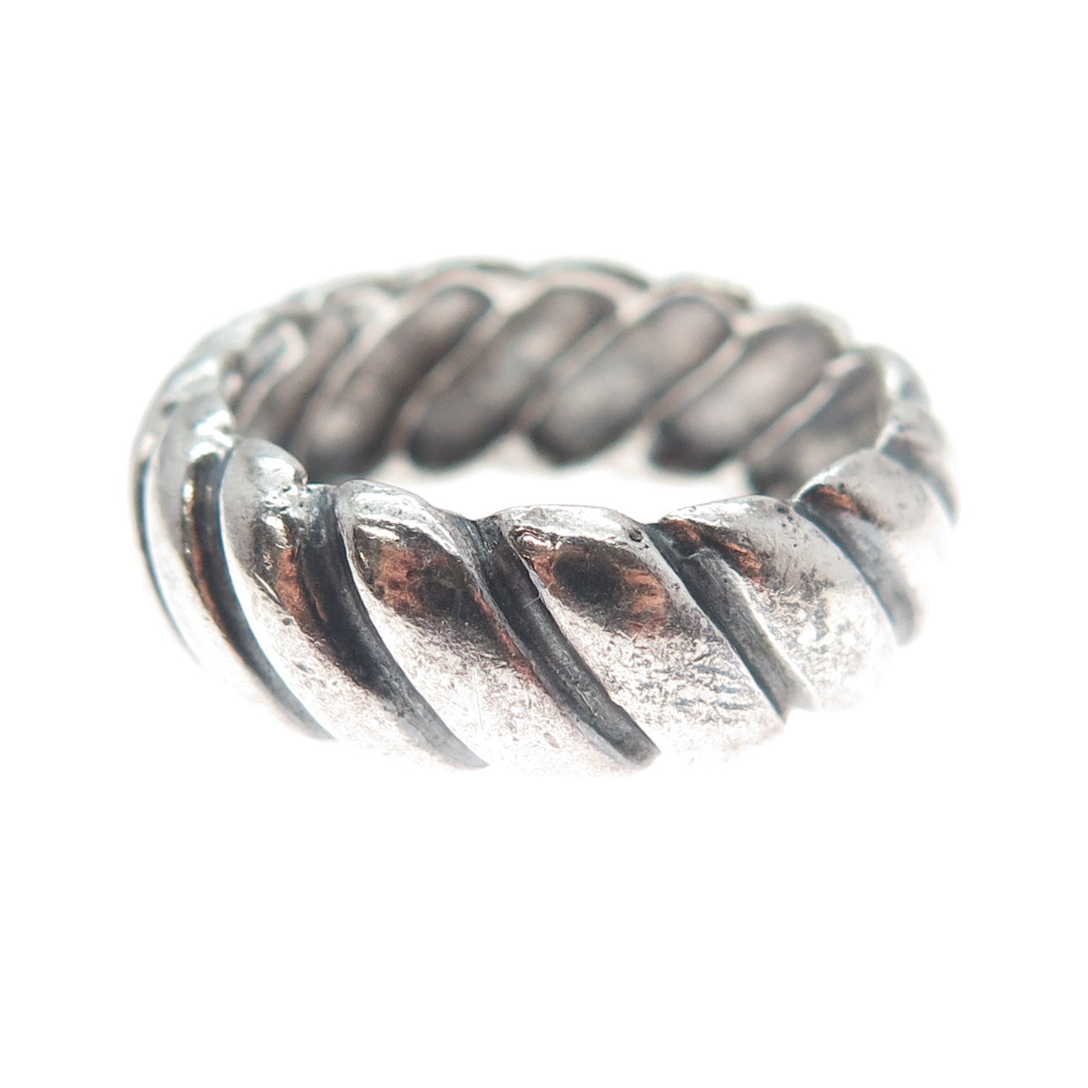 925 Sterling Silver Vintage Twisted Rope Band Oxidized Ring Size 6.5
