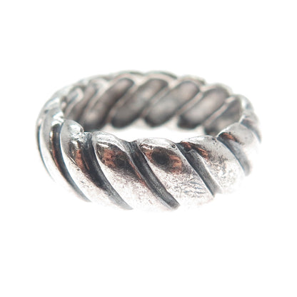 925 Sterling Silver Vintage Twisted Rope Band Oxidized Ring Size 6.5