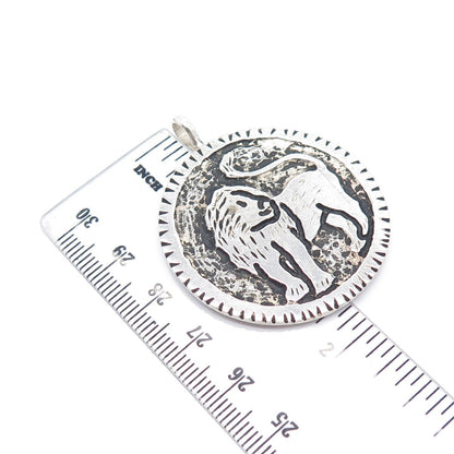 925 Sterling Silver Vintage Lion / Leo Zodiac Sign Pendant