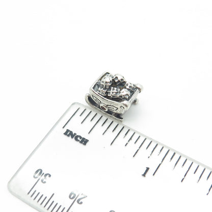 925 Sterling Silver Pandora Red Glass Christmas Sleigh Bead Charm