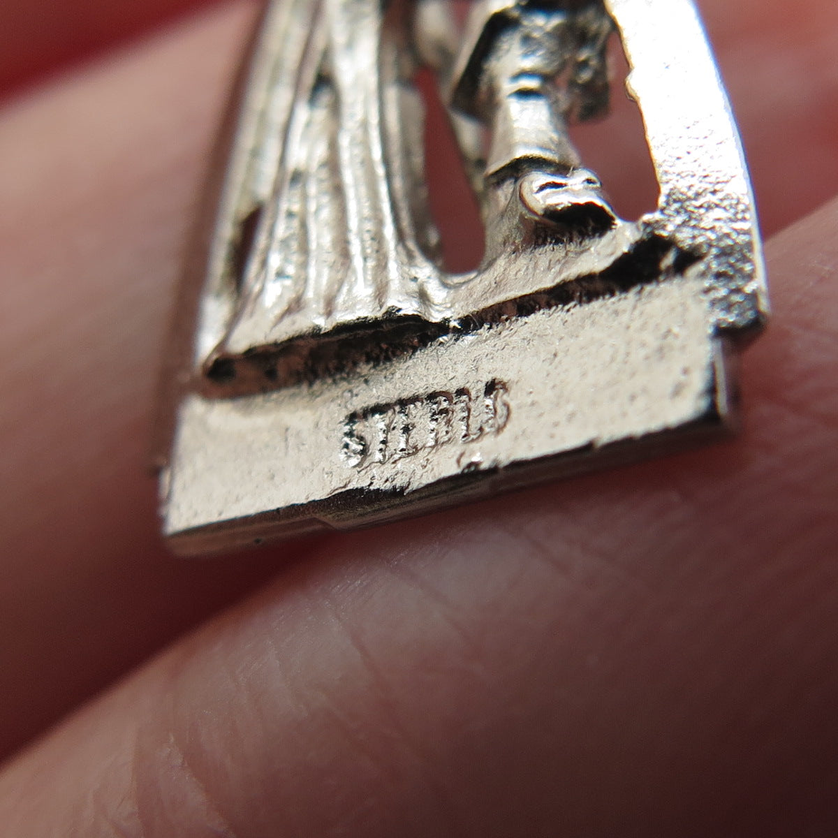 925 Sterling Silver Vintage Confirmation Oxidized Minimalist Charm Pendant