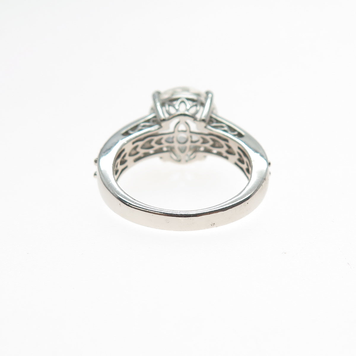 CHUCK CLEMENCY 925 Sterling Silver Real White Topaz Engagement Ring Size 7