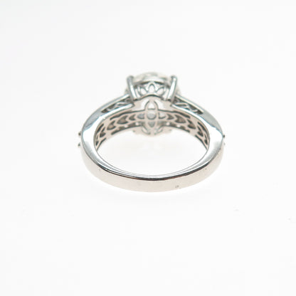 CHUCK CLEMENCY 925 Sterling Silver Real White Topaz Engagement Ring Size 7