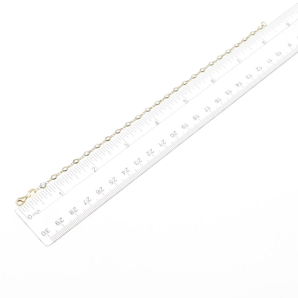 925 Sterling Silver Gold Plated Round-Cut C Z Bracelet 8.25"