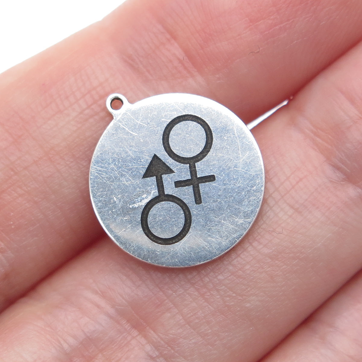 TOKEMOTI 925 Sterling Silver Enamel Male & Female Sign Minimalist Charm Pendant