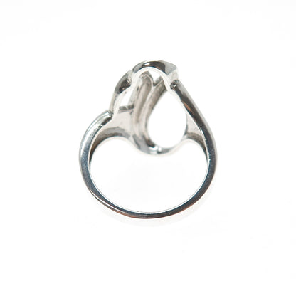 925 Sterling Silver Vintage Modernist Swirl Ring Size 6.75
