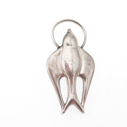 Fleming H. Revel 925 Sterling Silver Vintage Swallow Bird Oxidized Pin Brooch